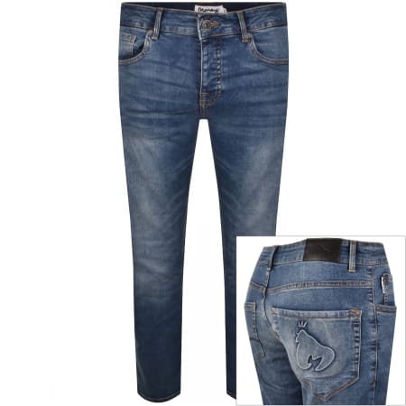 Product image for Money Ape Embossed Mid Wash Jeans Blue