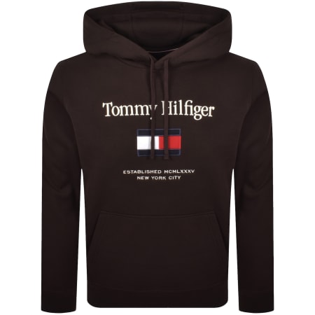 Product image for Tommy Hilfiger Embroidered Flag Hoodie Brown