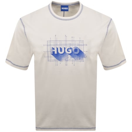 Product image for HUGO Blue Nothal Crew Neck T Shirt Cream
