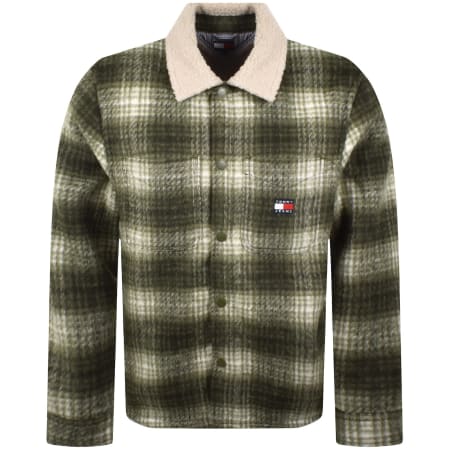 Product image for Tommy Jeans Check Teddy Overshirt Green