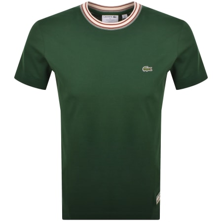 Product image for Lacoste Tipped Crew Neck Logo T Shirt Green