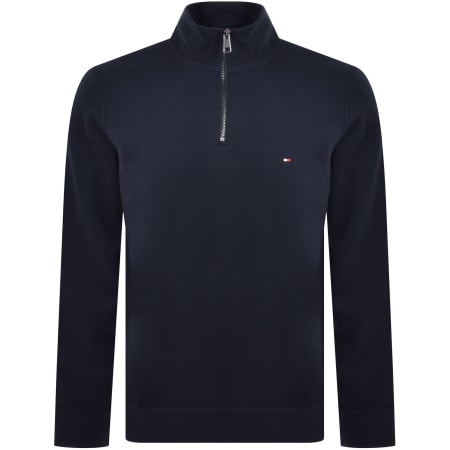Product image for Tommy Hilfiger Quarter Zip Fleece Sweatshirt Navy