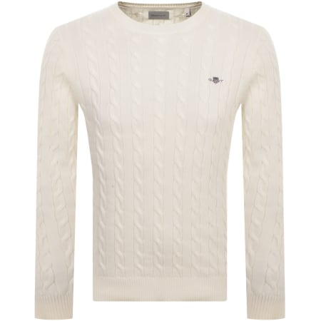 Product image for Gant Classic Cotton Cable Knit Jumper Cream