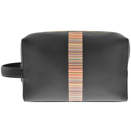 Product image for Paul Smith Stripe Trim Leather Wash Bag Black