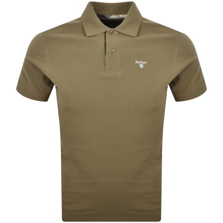 Product image for Barbour Tartan Pique Polo T Shirt Clay Green