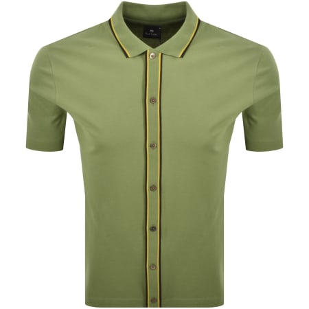 Product image for Paul Smith Button Through Polo T Shirt Green