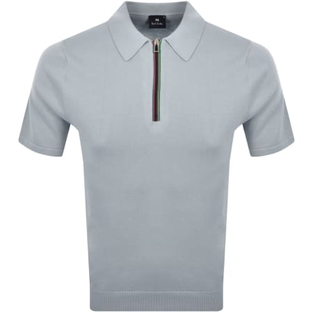 Product image for Paul Smith Half Zip Polo T Shirt Light Blue