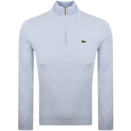 Product image for Lacoste Quarter Zip Logo Knit Jumper Blue