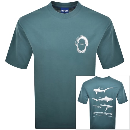 Product image for HUGO Blue Marine Artwork T Shirt Blue