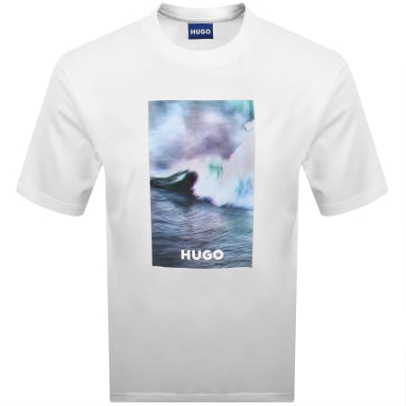 Product image for HUGO Blue Artwork T Shirt White