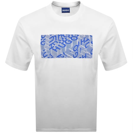 Product image for HUGO Blue Artwork T Shirt White