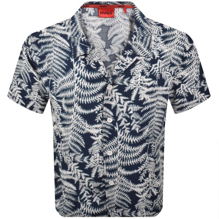 Product image for HUGO Relaxed Short Sleeve Beach Shirt Blue