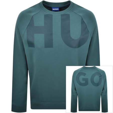 Product image for HUGO Blue Logo Sweatshirt Turquoise Blue