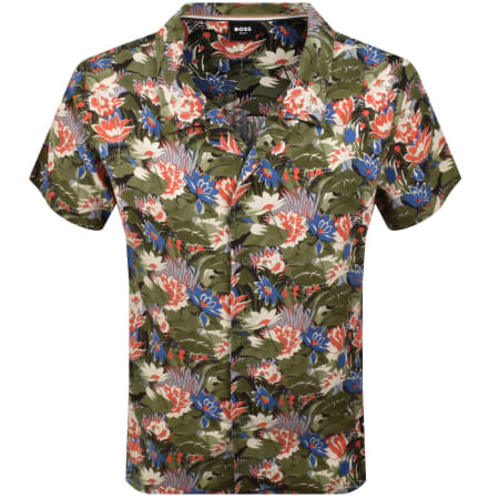 Product image for BOSS Short Sleeve Beach Shirt Green