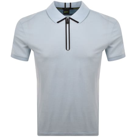 Product image for BOSS Terrace Quarter Zip Polo T Shirt Blue