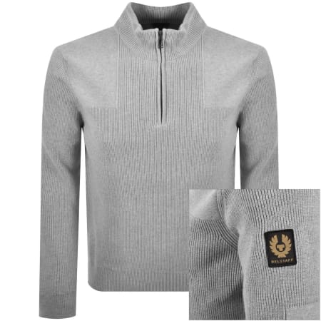 Product image for Belstaff Commander Quarter Zip Jumper Grey