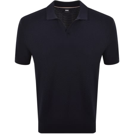 Product image for BOSS Knit Polo Jumper Dark Blue