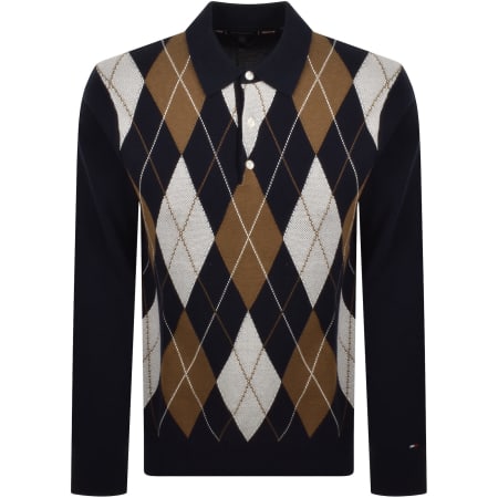 Product image for Tommy Hilfiger Argyle Rugby Knit Polo Navy