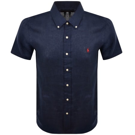 Product image for Ralph Lauren Linen Short Sleeve Shirt Navy