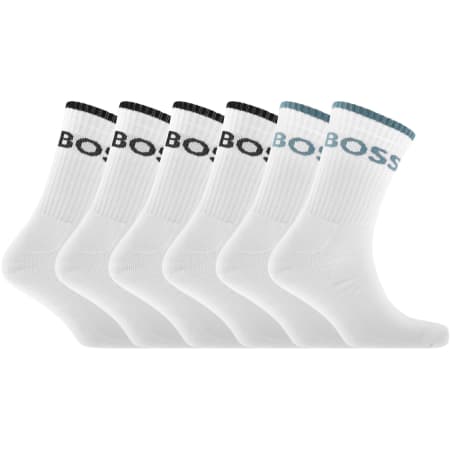 Product image for BOSS 6 Pack Quarter Length Socks White