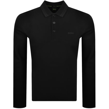 Product image for BOSS Plisy Long Sleeve Polo T Shirt Black
