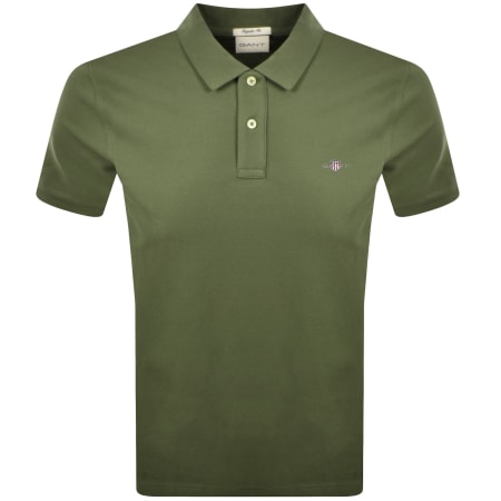 Product image for Gant Regular Fit Shield Pique Polo T Shirt Green
