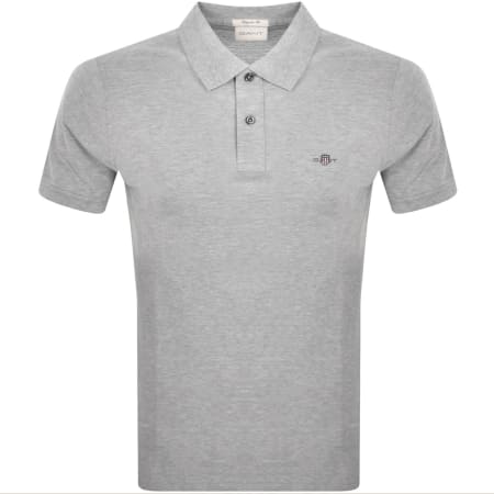 Product image for Gant Regular Fit Shield Pique Polo T Shirt Grey