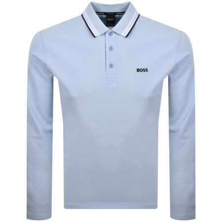 Product image for BOSS Plisy Long Sleeve Polo Light Blue