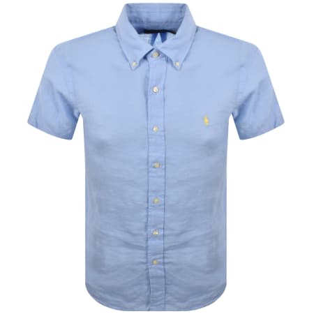 Product image for Ralph Lauren Linen Short Sleeve Shirt Blue