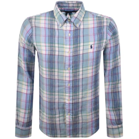 Product image for Ralph Lauren Linen Long Sleeve Shirt Blue