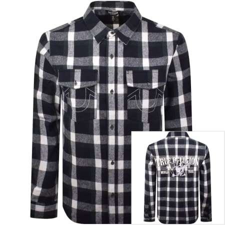 Product image for True Religion Plaid Long Sleeve Shirt Navy