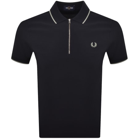 Product image for Fred Perry Zip Neck Crepe Polo Navy