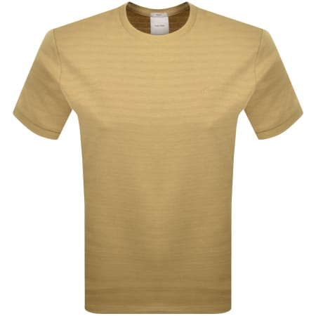 Product image for Calvin Klein Tonal Stripe T Shirt Antelope Yellow