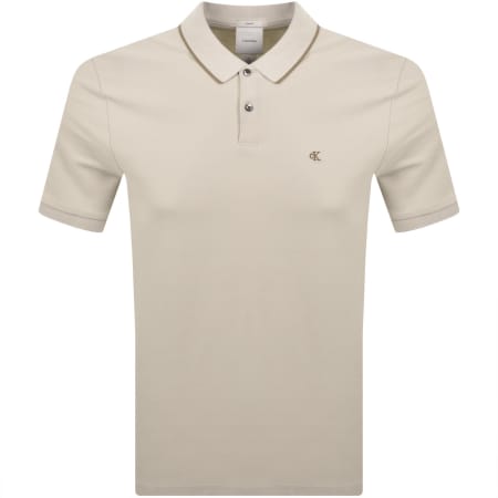 Product image for Calvin Klein Refined Pique Polo T Shirt Beige
