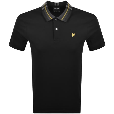 Product image for Lyle And Scott Tartan Collar Polo T Shirt Black