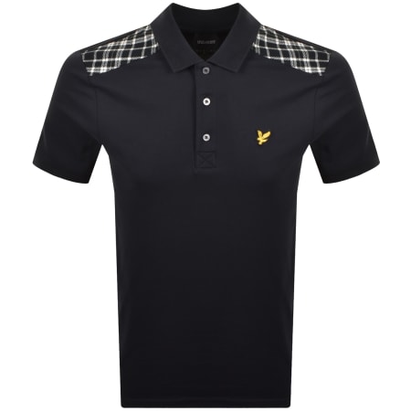 Product image for Lyle And Scott Check Panelled Polo T Shirt Navy