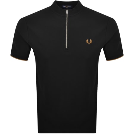 Fred Perry Pique Quarter Zip T Shirt Black | Mainline Menswear dk