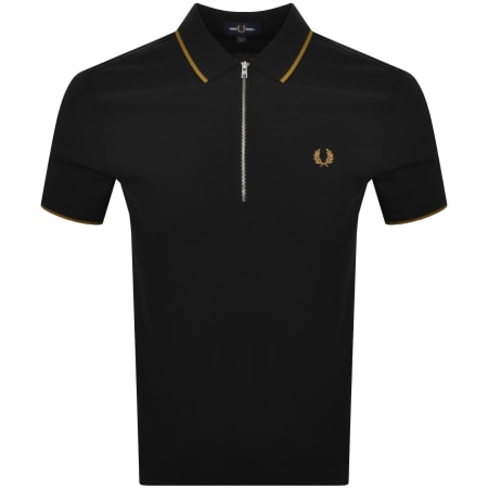 Product image for Fred Perry Zip Neck Crepe Polo Black