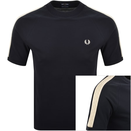Product image for Fred Perry Pique Cable Taped T Shirt Navy