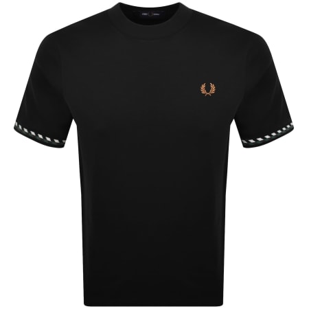 Product image for Fred Perry Jacquard Cuff T Shirt Black