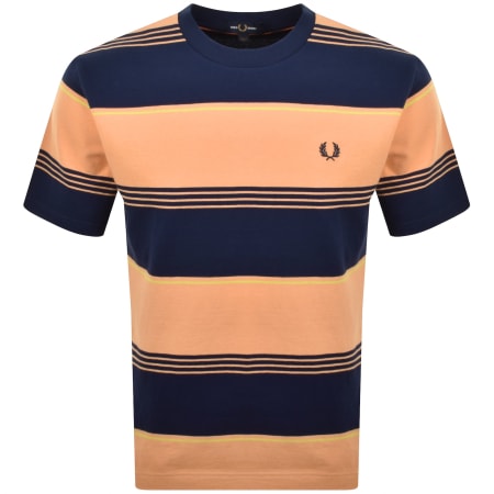 Product image for Fred Perry Heavyweight Striped T Shirt Orange