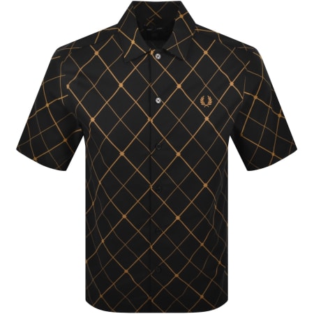 Product image for Fred Perry Argyle Short Sleeved Shirt Black