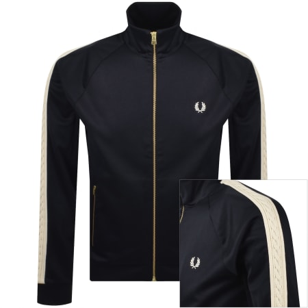 Product image for Fred Perry Cable Taped Track Top Navy