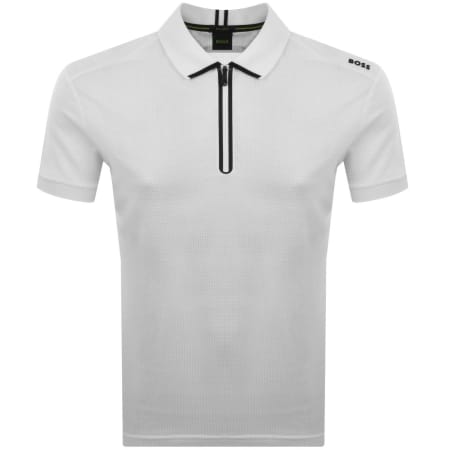 Product image for BOSS Terrace Quarter Zip Polo T Shirt White