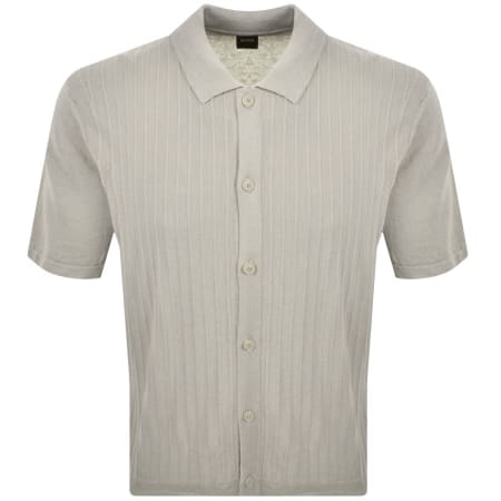 Product image for BOSS Amicino Knit Polo T Shirt Open Grey