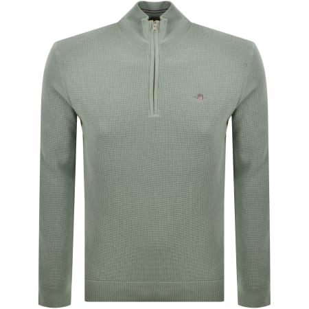 Product image for Gant Half Zip Knit Jumper Ceramic Grey