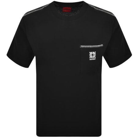 Product image for HUGO Darro Overlock T Shirt Black