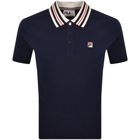 Product image for Fila Achille Heritage Tape Polo T Shirt Navy
