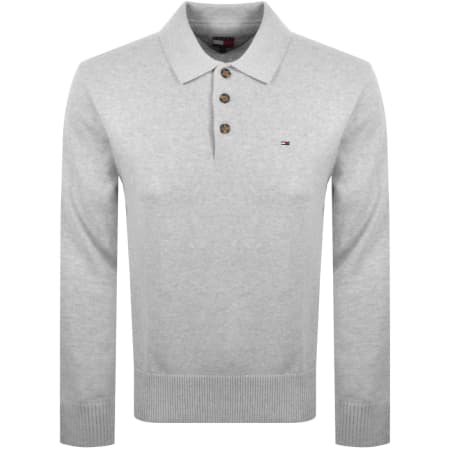 Product image for Tommy Jeans Slim Fit Polo Jumper Grey Heather