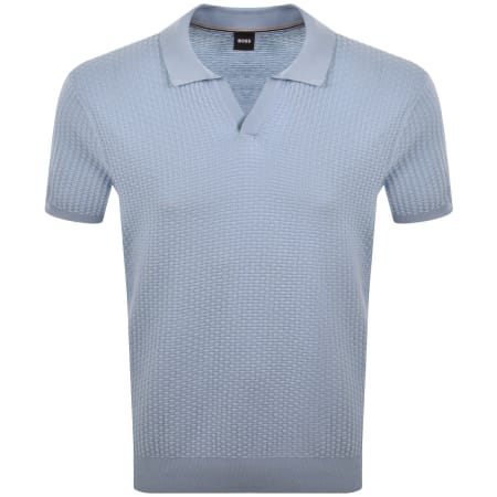 Product image for BOSS Knit Polo Jumper Light Blue